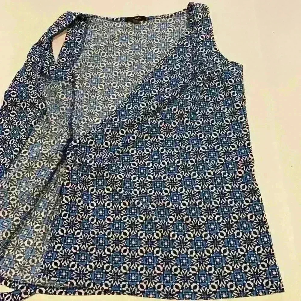 Alfani wrap tie sleeveless top blue pattern med - Picture 7 of 11